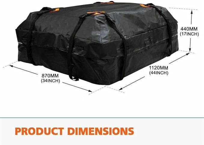 Enfudid Car Roof Bag Cargo Carrier, Waterproof Large Cube Storage Bag, Anti-Tear Oxford Tarpaulin Roof Top Carrier, Car Cargo Black Roof Bag for Car SUV Camping Bag