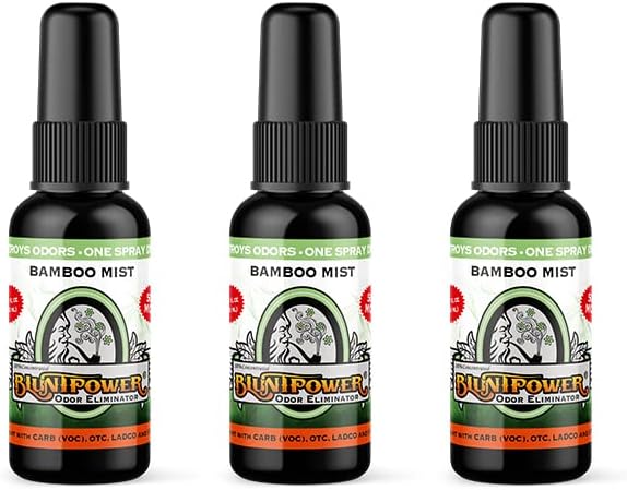 BluntPower (Bamboo Mist, 3 Pack) Concentrated Odor Eliminator & Diffuser Oil - Room Deodorizer, Odor Eliminator, Air Freshener - Premium Oil Based Air Freshener