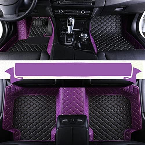 Custom Car Floor Mats Fit for 99% Sedan SUV Sports Car Full Coverage Pads Leather Floor Liners Mat Women Men (Black&Purple)