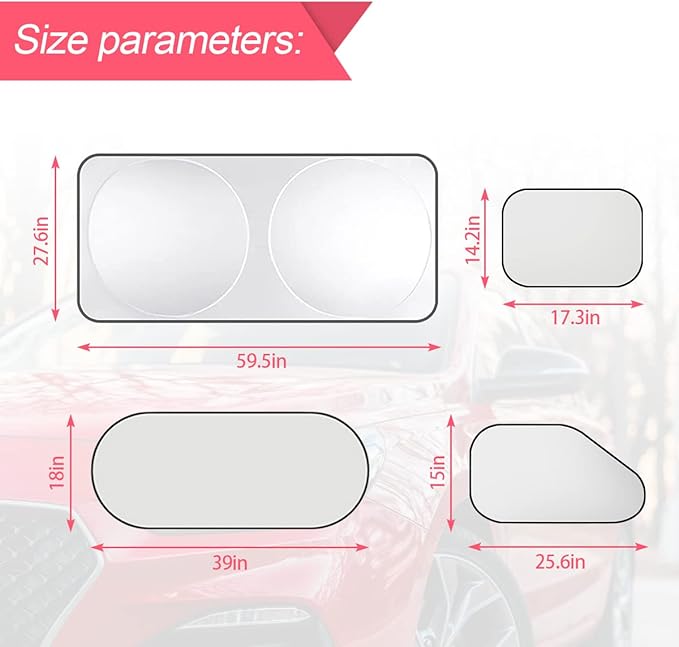 Car Window Shade, 6Pack Set Auto Sun Shades for Side Window Front and Rear Windshield with Storage Pouch for Car, SUV, Van, Truck, Full Sun Protection, Block UV Rays, Keep car Cool (59.5"x27.6"/6PCS)