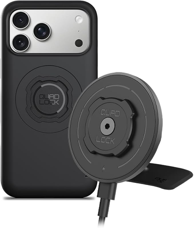 Quad Lock Adhesive Dashboard/Console Car Phone Holder Kit with MAG Wireless Charging Head V2 and MAG Phone Case for iPhone 17 Pro Max