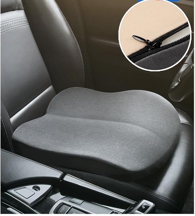 Adult Car Booster Seat Cushion, Car Seat Driver Height Boost Mat Memory Foam Car Seat Cushions Pad Improve Driving View Non-Slip 3D Office Chair Cushion Pressure Relief (Black)