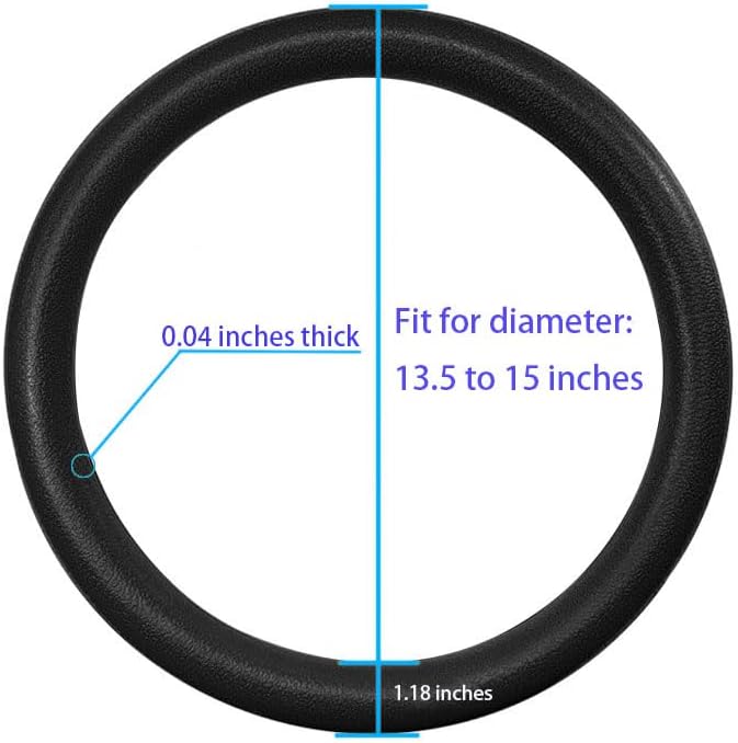 Universal Black Car Steering Wheel Cover: RPKEY 13.5 to 15 inches Silicone Steering Cover Compatible with Most Car Models Including Round D Shape