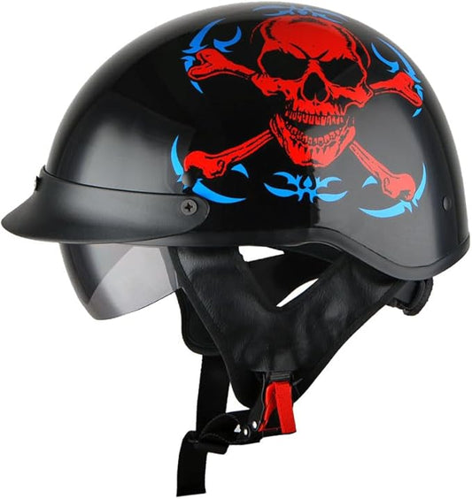1Storm Motorcycle Half Face Helmet Mopeds Scooter Pilot with Retractable Inner Smoked Visor