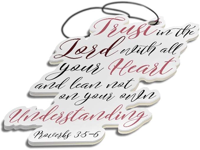 WIRESTER Hanging Air Freshener for Car, Home, Bathroom, Office, Decorative Charm Ornaments, Christian Quotes Proverbs 3:5-6