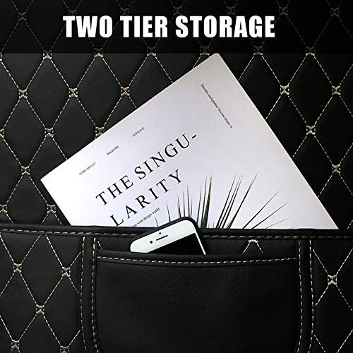 Kick Mats Back Seat Protector 2 Pack Car Back Seat Cover Premium Fabric Odor Free Protect Your Leather Seat with 2 Storage Pocket