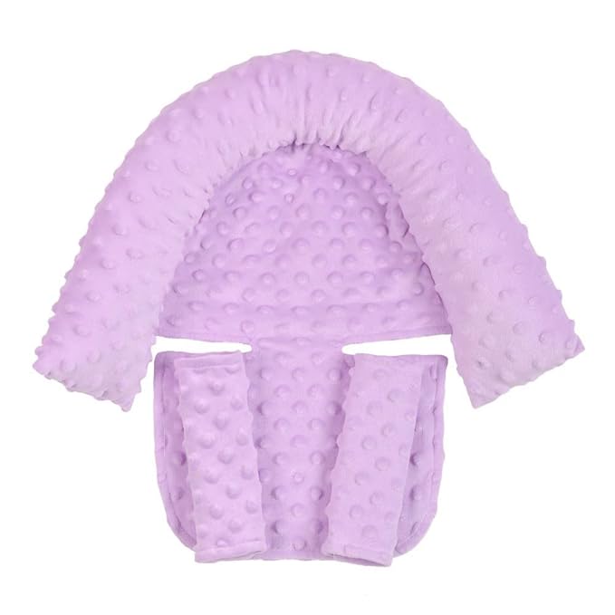 Baby Infant Head and Neck Support Pillow with Seat Belt for Car Seat -Extra Soft 3-in-1 Toddler Car Seat Insert Pad for Car Seats Purple