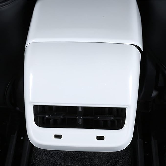 White AC Vent Cover Rear Center Console Air Vent Covers Car Rear Armrest Box Air Conditioning Vent Outlet Trim Frame for Tesla Model 3 & Model Y, White Interior Accessories
