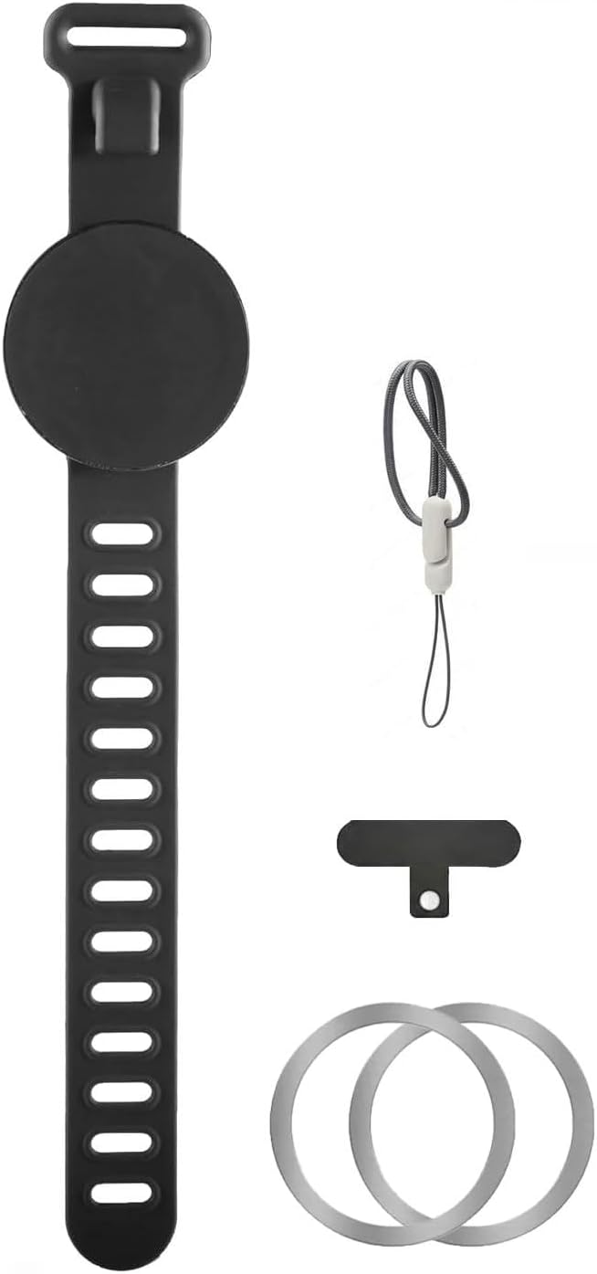 Super Strong Gym Fitness Secure Silicone Strap Phone Mount for MagSafe Compatible Devices, Multi use for Gym Equipment Stroller Treadmill Peloton Exercise Bikes and anything Magnet stick on to