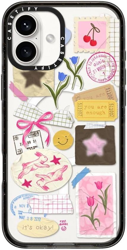 CASETiFY Impact Case for iPhone 16 Plus [Slim / 8.2 ft. 4X Military Grade Drop Protection/Compatible with Magsafe] - You are Stars Collage - Clear Black
