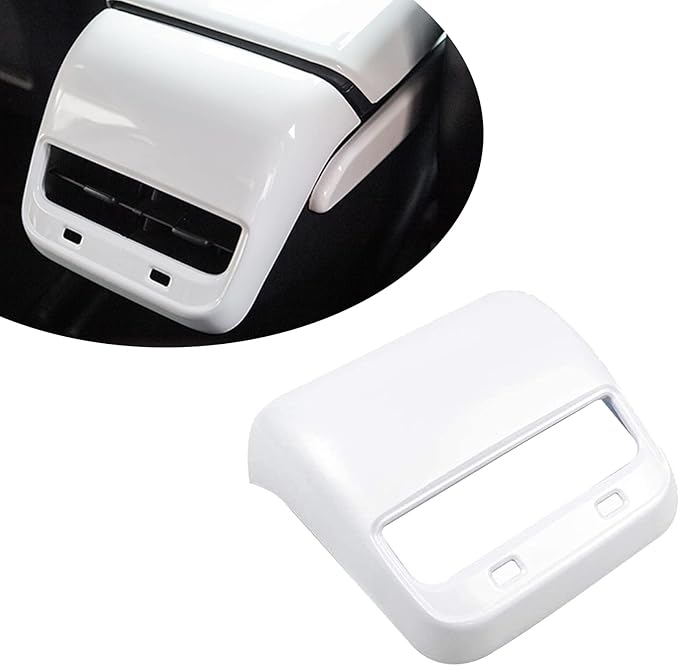 White AC Vent Cover Rear Center Console Air Vent Covers Car Rear Armrest Box Air Conditioning Vent Outlet Trim Frame for Tesla Model 3 & Model Y, White Interior Accessories