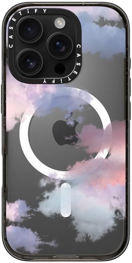 CASETiFY Impact Case for iPhone 16 Pro [Slim / 8.2 ft. 4X Military Grade Drop Protection/Compatible with Magsafe] - Clouds - Clear Black