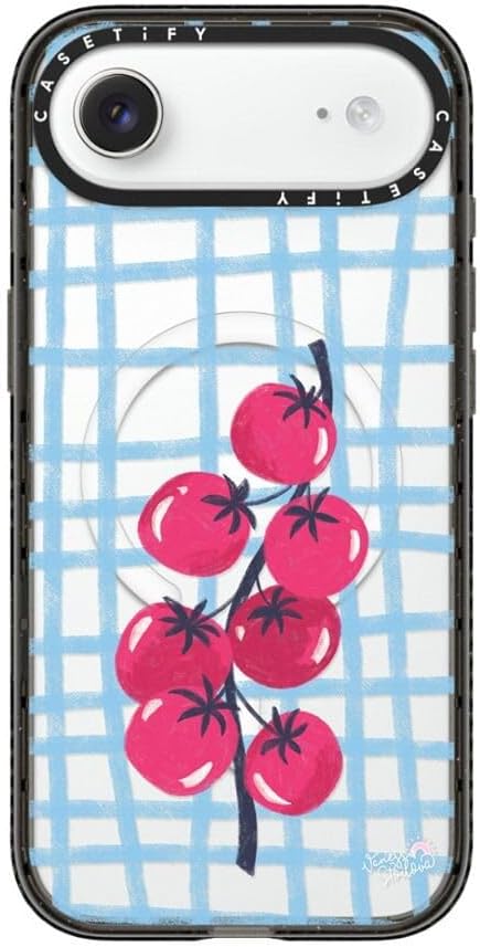 CASETiFY Impact iPhone Air Case [Slim/Compatible with Magsafe / 8.2 ft. 4X Military Grade Drop Protection] - Tomatoes - Clear Black