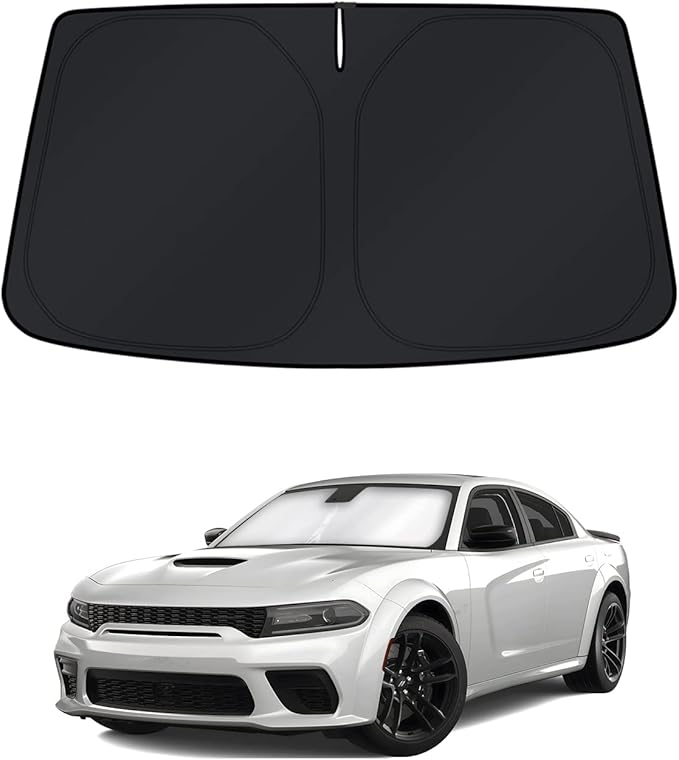 KUST Windshield Sun Shade for Dodge Charger Accessories 2011-2023 Window Shade Sun Visor Cover Foldable Blocks UV Rays Keep Your Car Cooler