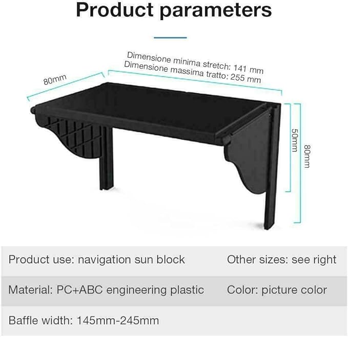 AOLI Anti Glare Car Dash Radio Sun Shade GPS Navigation Hood Cap Universal 5.5-10 Hood Black Medium