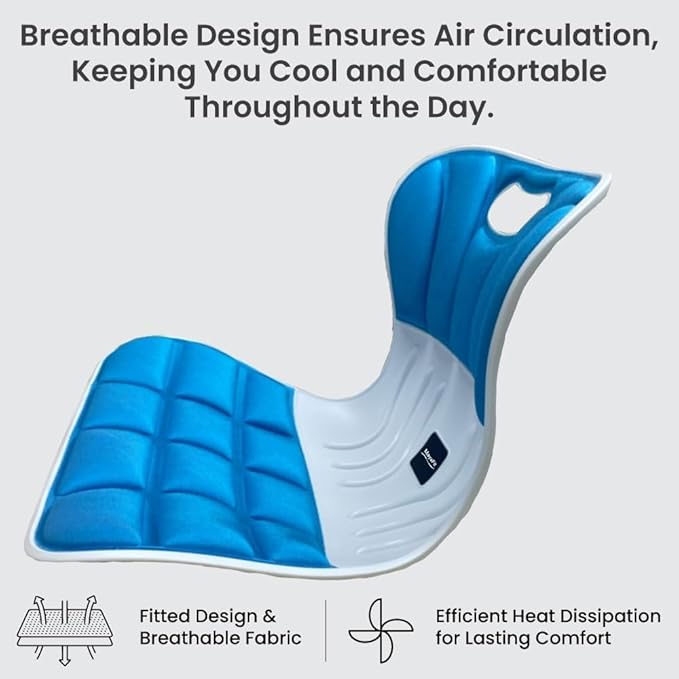 Ergonomic Lumbar Support Cushion, Blue, 460mm x 440mm x 340mm, Large, for Office Chairs & Car Seats, Posture Correction, Pregnancy Comfort, 110-300 lbs Capacity