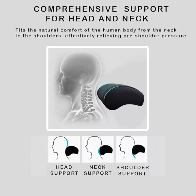 Car Headrest Neck Pillow Support Ergonomic, with Valve Stem Covers Accessory for Driving Seat Fatigue Relief Compatible with Model S X 3 Y & Cybertruck - 1 Piece