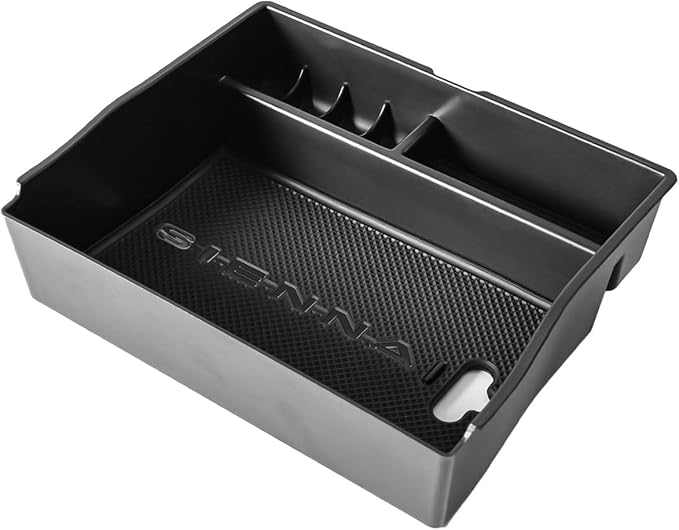 EDBETOS Center Console Organizer Tray Compatible with Sienna Accessories 2011-2015 2016 2017 2018 2019 2020 Secondary Armrest Storage Glove Box Dividers MPV ABS Black Materials (BlackSienna)