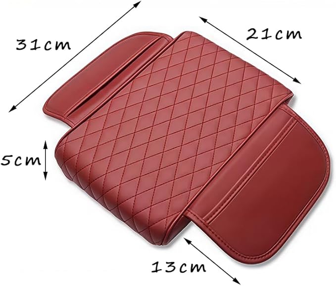 Car Armrest Cushion for Mazda CX-30 2019–2025 2026 DM,Multifunctional Car Armrest Heightening Pad,Car Center Console Cover,Waterproof Nappa Leather Arm Rest Protector,Red