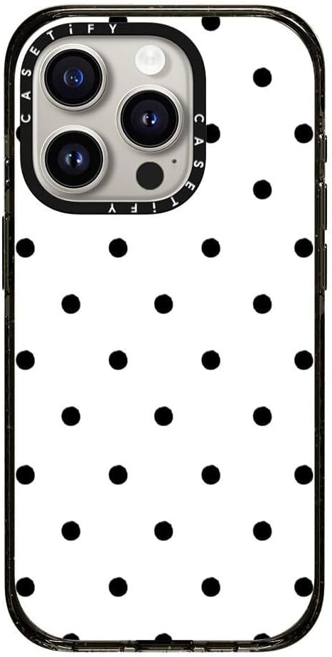 CASETiFY Impact Case for iPhone 15 Pro [8.2ft 4X Military Grade Drop Protection/Compatible with Magsafe] - Classic Dottie - Blank Slate - Clear Black