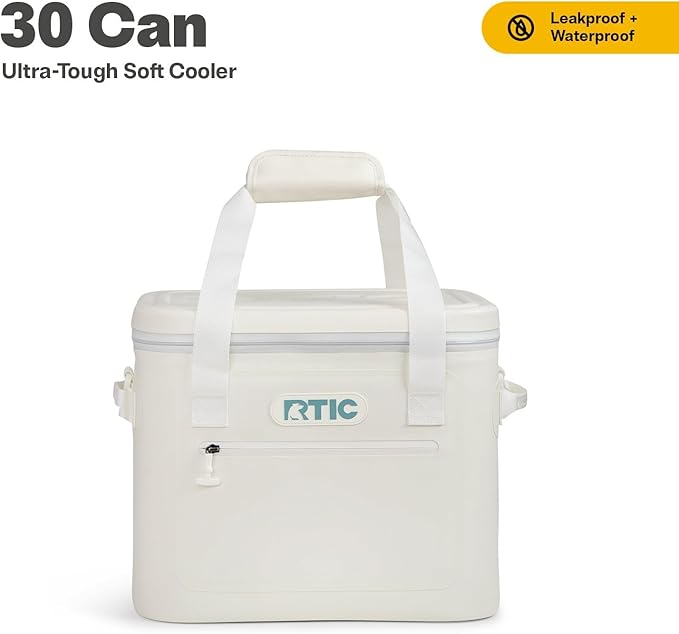 RTIC Ultra-Tough Soft Cooler 30 Can, Insulated Bag Portable Ice Chest Box for Lunch, Beach, Drink, Beverage, Travel, Camping, Picnic, Car, Trips, Floating Cooler Leak-Proof with Zipper