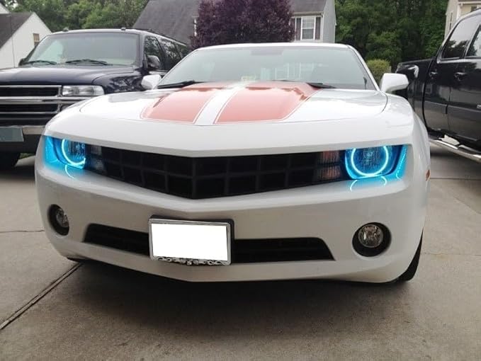 iJDMTOY 7-Color RGB LED Halo Ring Lighting Kit Compatible with 2010-2015 Chevrolet Camaro Reflector Halogen Front Road Illuminating Light Retrofit w/Adjustable Setting