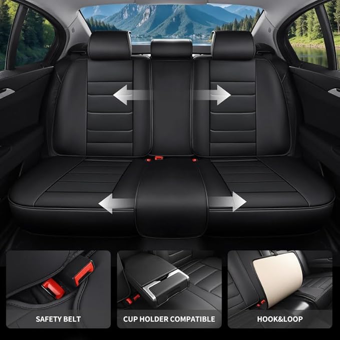 Car Seat Covers Custom Fit for Chevrolet/Chevy Sonic 2011-2020, Premium Faux Leather Waterproof Car Seat Protectors with Lumbar Support, Breathable Anti-Slip Easy to Install(Black,Full Set)