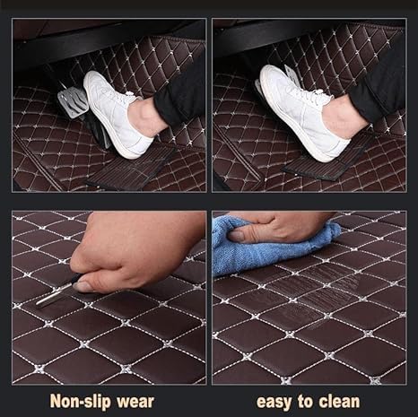 Custom Floor Mats for Cars，Luxury Full Coverage All Weather Car Floor Mats，Leather Car Mat Set ， Floor Mats for 99% of Cars, Trucks & SUVs (Black Rice)