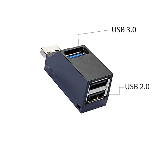 (2 Pack) USB 2.0 Splitter,3-Port USB 3.0 Hub, USB Port Expander Dongle Portable for PC, Laptop and More (Black)