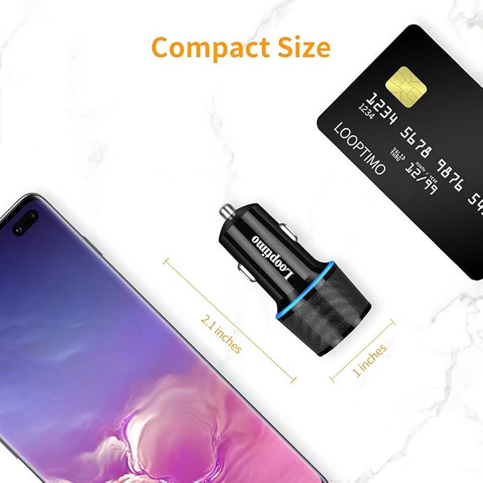 45W Fast USB C Car Charger for Google Pixel 10/10 Pro/10 Pro XL/9/9a/8/7, Galaxy S26+/S25 Ultra, Looptimo Android Phone Plug PD & QC3.0 Cigarette Lighter Adapter with Rapid Charging 3.3ft Type C Cable