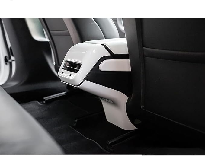 Rear Center Console Kick Protector Pad Cover Rear Air Condition Vent Outlet Anti Kick Trim Panel for 2017-2023 Tesla Model 3 Y AC Vent Lower Anti-Dirty Panel Decorative White Interior Accessories