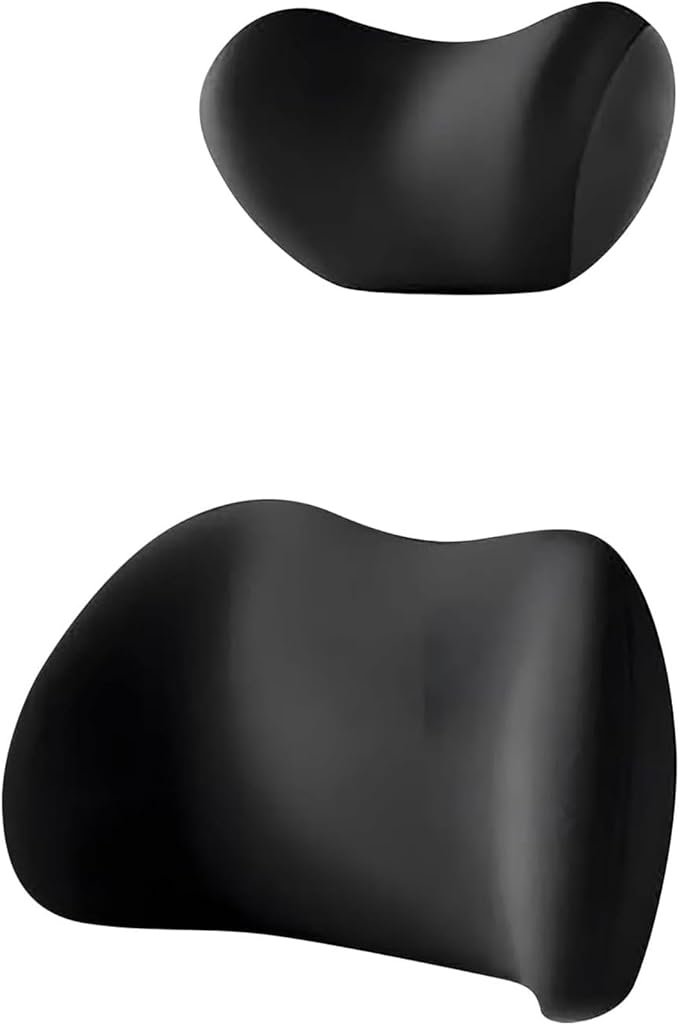 Car Headrest & Lumbar Support Cushion for Dodge Ram Promaster 2013-2020, Ergonomic Memory Foam Neck Head Pillow Seat Adjustable Strap Removable Breathable Interior Accessories,Black