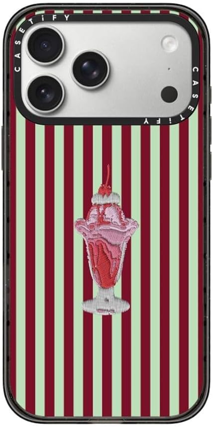 CASETiFY Impact iPhone 17 Pro Max Case [Slim/Compatible with Magsafe / 8.2 ft. 4X Military Grade Drop Protection] - Stripy Sundae - Clear Black