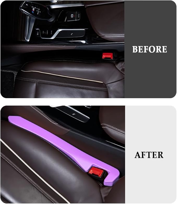 IHOTDER 2PCS Car Seat Gap Filler,Super Flexible Car Side Seat Gap Filler CCar interior Accessories,Universal Car Organizer Between Seats for Tightly Filling Seat Gaps (Purple/2PCS)…