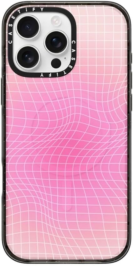 CASETiFY Impact iPhone 16 Pro Max Case [Slim/Compatible with Magsafe / 8.2 ft. 4X Military Grade Drop Protection] - Pink Light - Clear Black