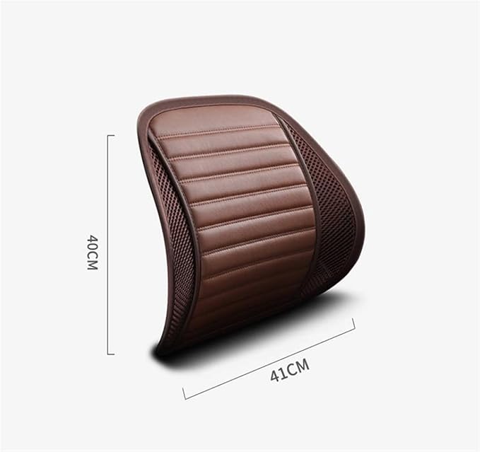 Leather Lumbar Support Seat Cushion with Mesh Breathable Car Seat for Lower Back Pain, Ergonomic Backrest for Office Chairs Car(Pink)