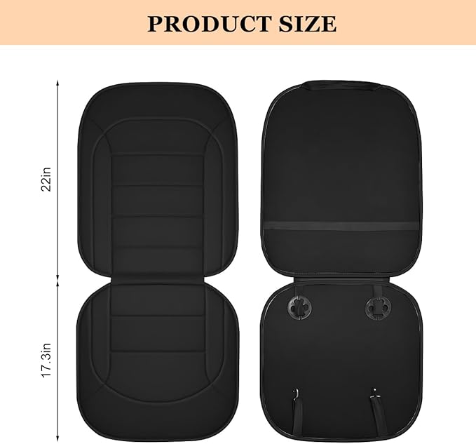 Car Seat Cushion, Leather Soft Breathable Non-Slip Vehicle Front Driver Seat Cover Pad, Comfortable Auto Interior Chair Protector Cushion, Universal for Truck SUV Sedan (Black)