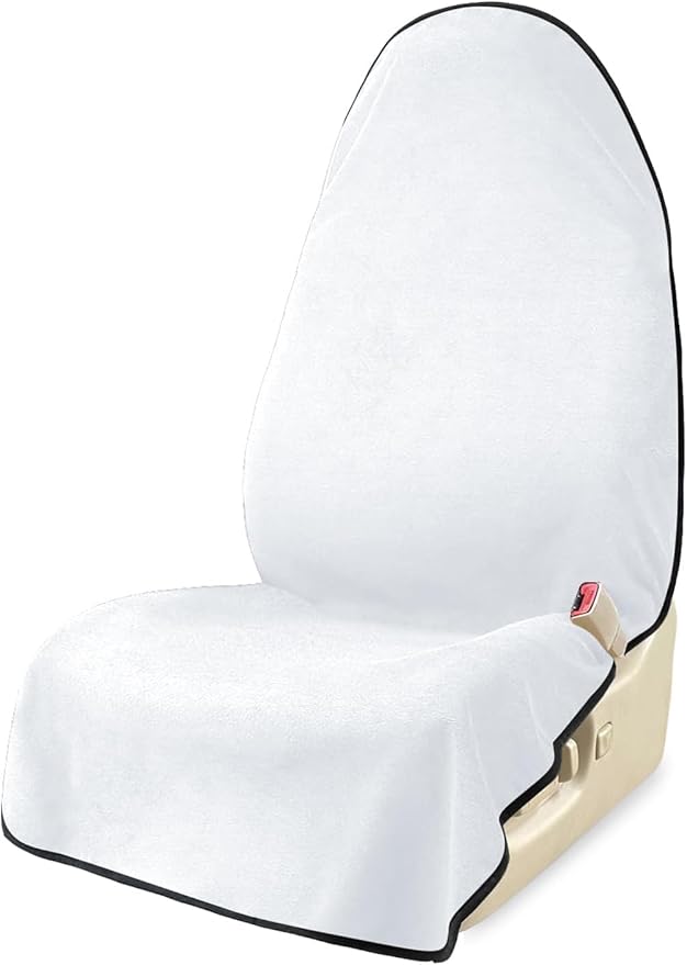 Car Seat Covers 1 Pack White Waterproof Towel Car Seat Cover Universal Fit for Most Trucks SUV Fitness Athletes Pets Gym and Water Sport