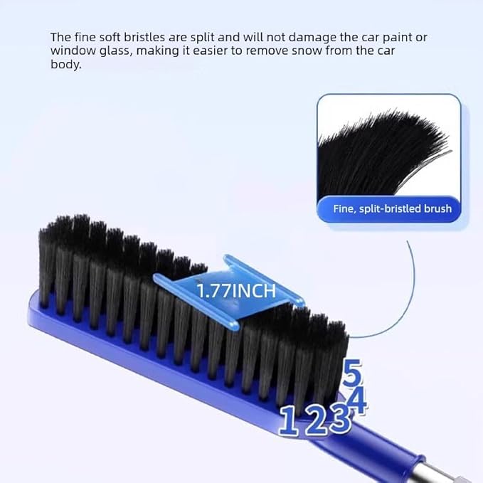 24” Car Snow Brush with Ice Scraper 2 in 1 Detachable Snow Clearing Tool with Storage bag 7.8" Bristle Head Scratch Free, SUV Truck RV Window Roof Exterior (Red)