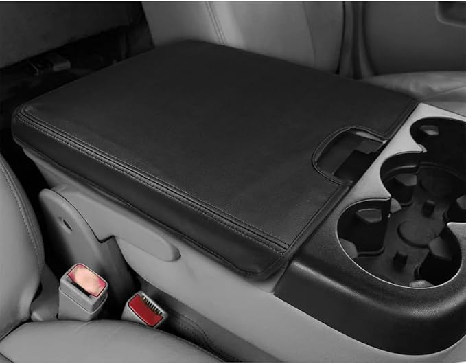 DEYTOP Center Console Cover for Chevy Silverado & Tahoe 2007-2013 Console Armrest Cover for GMC Sierra 2007-2013 Car Cushion Protector Pad ( Jump Seat Console ONLY) (Black Stitching, 07-17 JUMP SEAT)