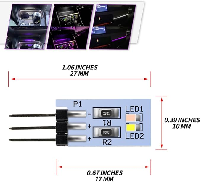 NJSBYL LED Purple-White Ambient Lighting Circuit Board for B-MW 2 3 4 Series X1 X2 I3 M2 M3 M4 Pre-LCI Courtesy Dashboard Instrument Panel Storage Tray Atmosphere Lamp Light Replacement Board