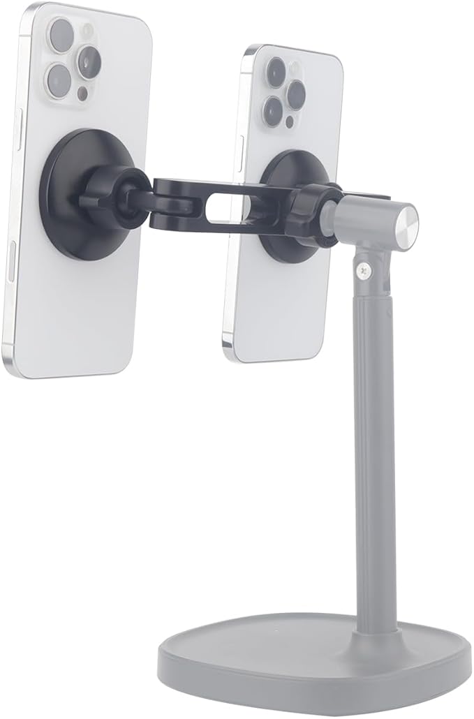 Dual Magnetic Phone Holder for Car & Tripod – 1/4"-20 Screw & 17mm Ball Socket Compatible | 2-in-1 Adjustable Mount for MagSafe & All Phones (Includes 2 Metal Rings)