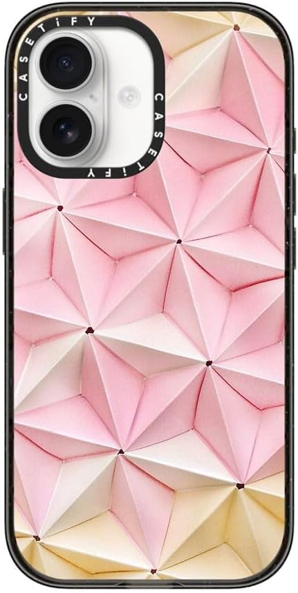CASETiFY Impact iPhone 17 Case [Slim/Compatible with Magsafe / 8.2 ft. 4X Military Grade Drop Protection] - Origami in Pastel Pink - Clear Black