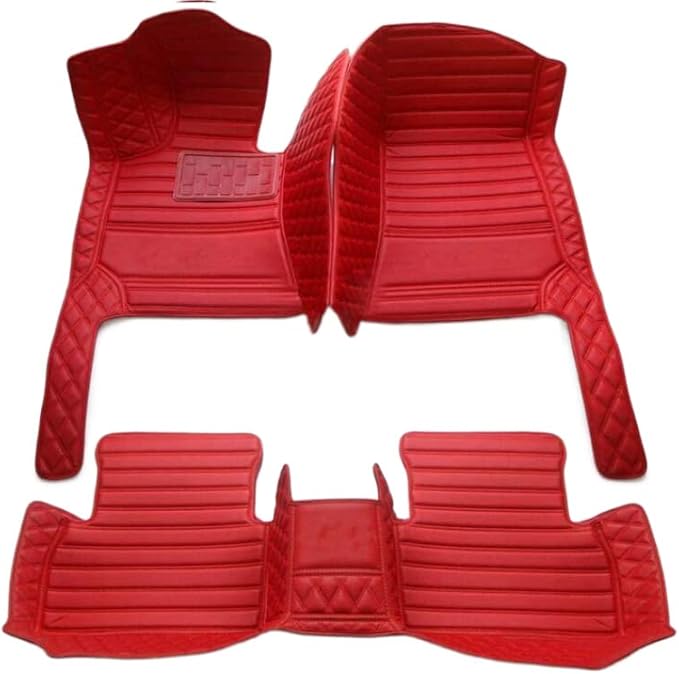 Custom Floor Mats for Cars fit 95% Sedan SUV Sports Car Full Coverage All Weather Men Women Pads Protection Non-Slip Leather Floor Liners (red Stitching)