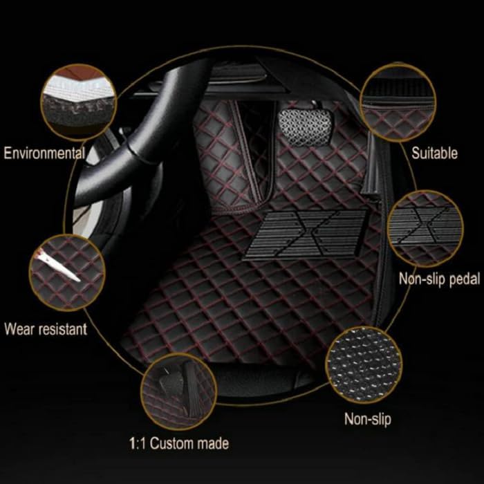 Customized Personalized car Floor mats, All-Weather Luxury car Floor mats, Waterproof and Anti Slip Leather car Floor mat Lining, 95% Customized car, Truck, and SUV Floor mats (Claret)