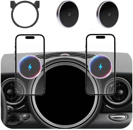 Phone Mount for BMW Mini Cooper (2007-2012 2013), Magnetic iPhone Holder, Magsafe Car Mount Charger, Cell Phone Automobile Cradles, 2PC 15W Wireless Car Charger, Hands Free, 360°, 2011 Car Accessories