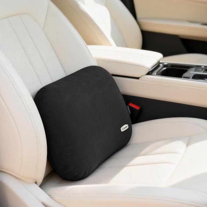 Emulsion Lumbar Support Pillow for Car Driving Seat Relax Soft Lower Back Support Home Office Chair Cushion Desk Accessories Waist Pain Relief Black