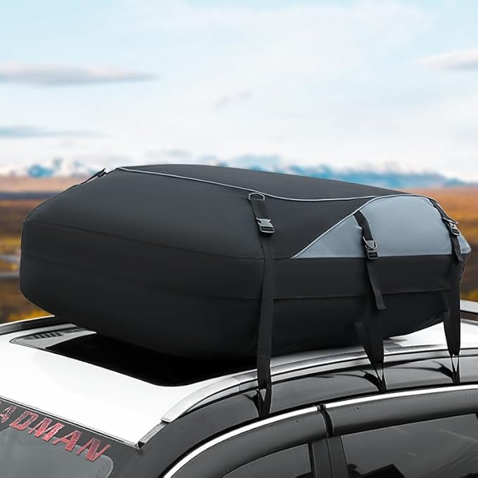 Garvee Foldable Waterproof Car Roof Storage Bag, SUV Truck Rooftop Cargo Carrier with Lock & 6 Straps, 41x35x18 Inch Heavy Duty Luggage Carrier for Travel