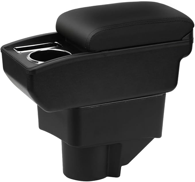 AULPHIKE Compatible with Ford Fiesta Armrest 3 2011-2018 Center Console Organizer Armrests Double Layer Storage Space with Cup Holder