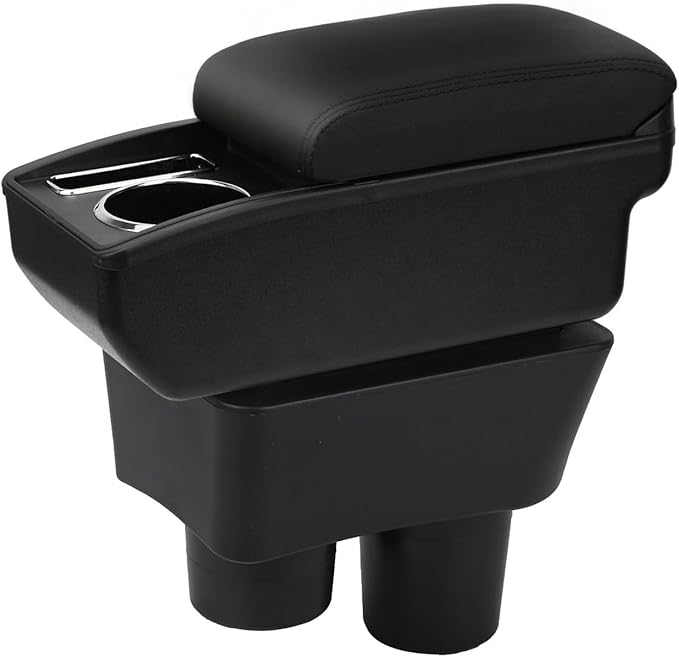 AULPHIKE Compatible with Nissan Versa Armrest 2012-2019 Center Console Organizer Armrests Double Layer Storage Space with Cup Holder
